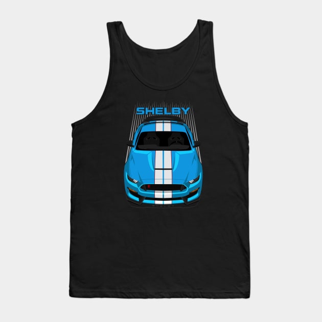 Ford Mustang Shelby GT350R 2015 - 2020 - Grabber Blue - White Stripes Tank Top by V8social